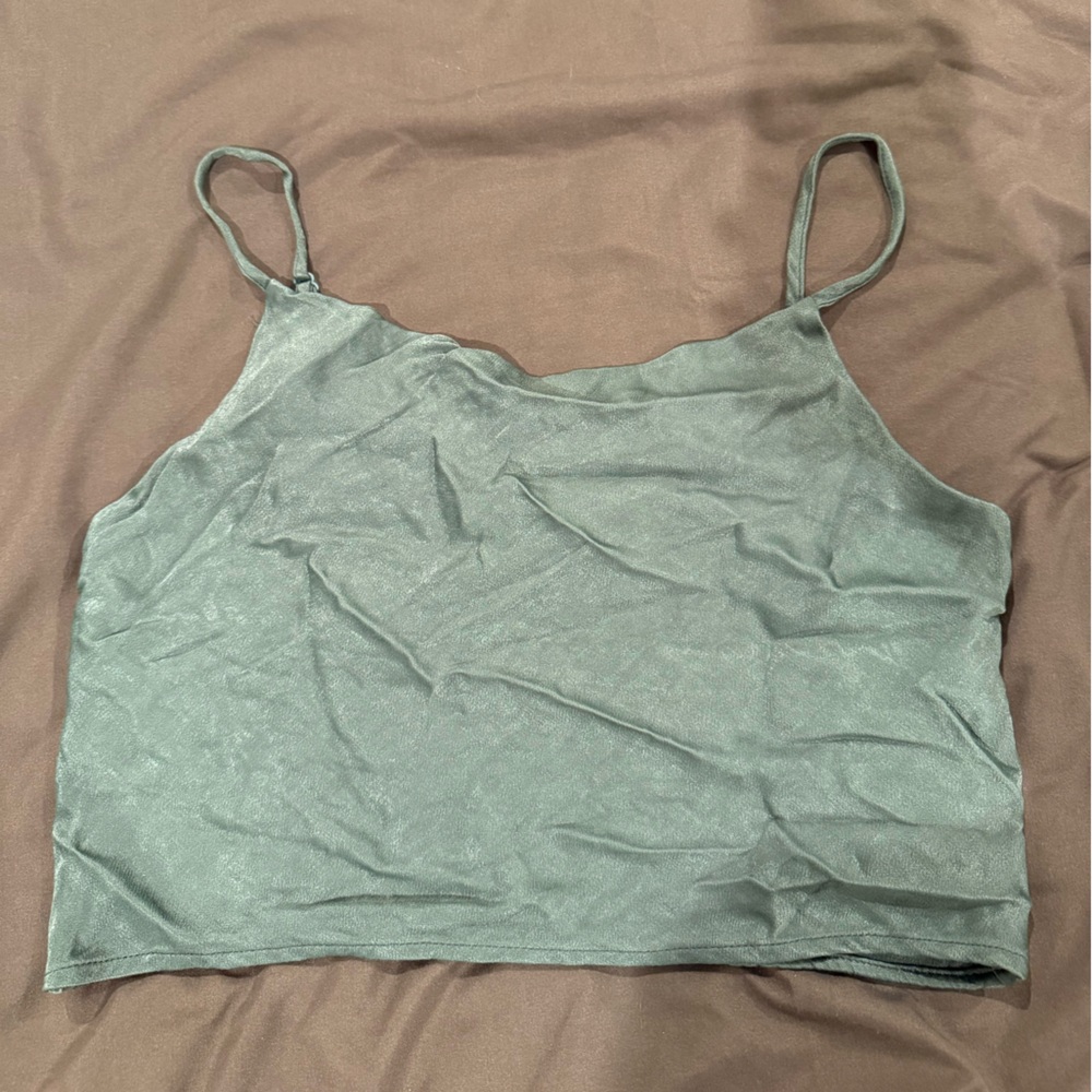 Zara Olive Green Spaghetti Strap Top
